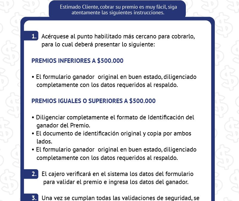 ENTERESE, COMO COBRAR SU PREMIO
